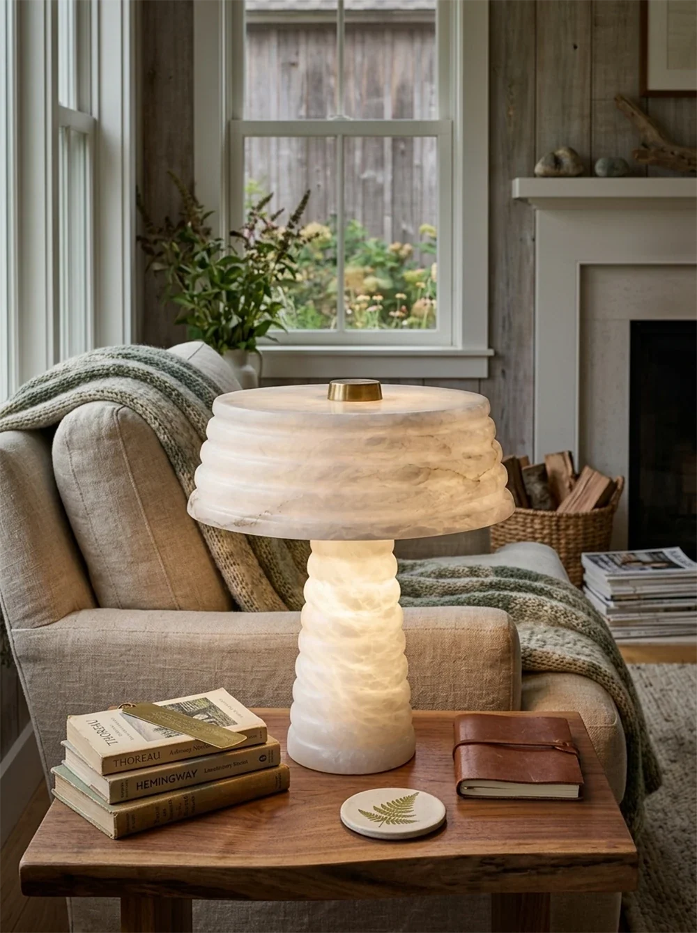 Ribbed Alabaster Table Lamp – Alabaster detail 10