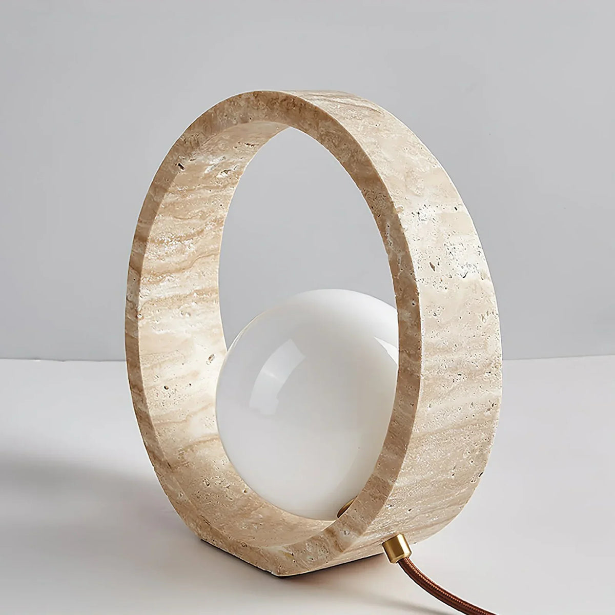 Ring Travertine Q Circle Table Lamp – Travertine detail 12