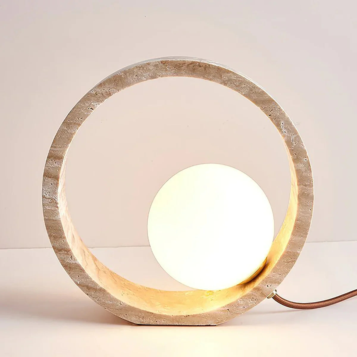 Ring Travertine Q Circle Table Lamp – Travertine detail 13