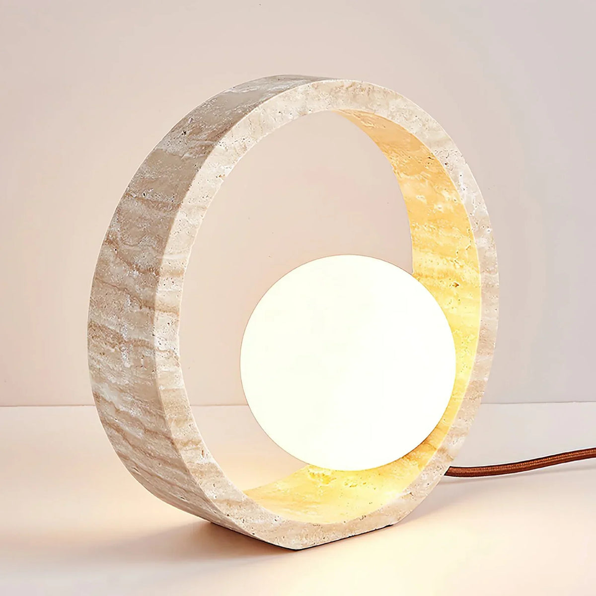 Ring Travertine Q Circle Table Lamp – Travertine detail 11