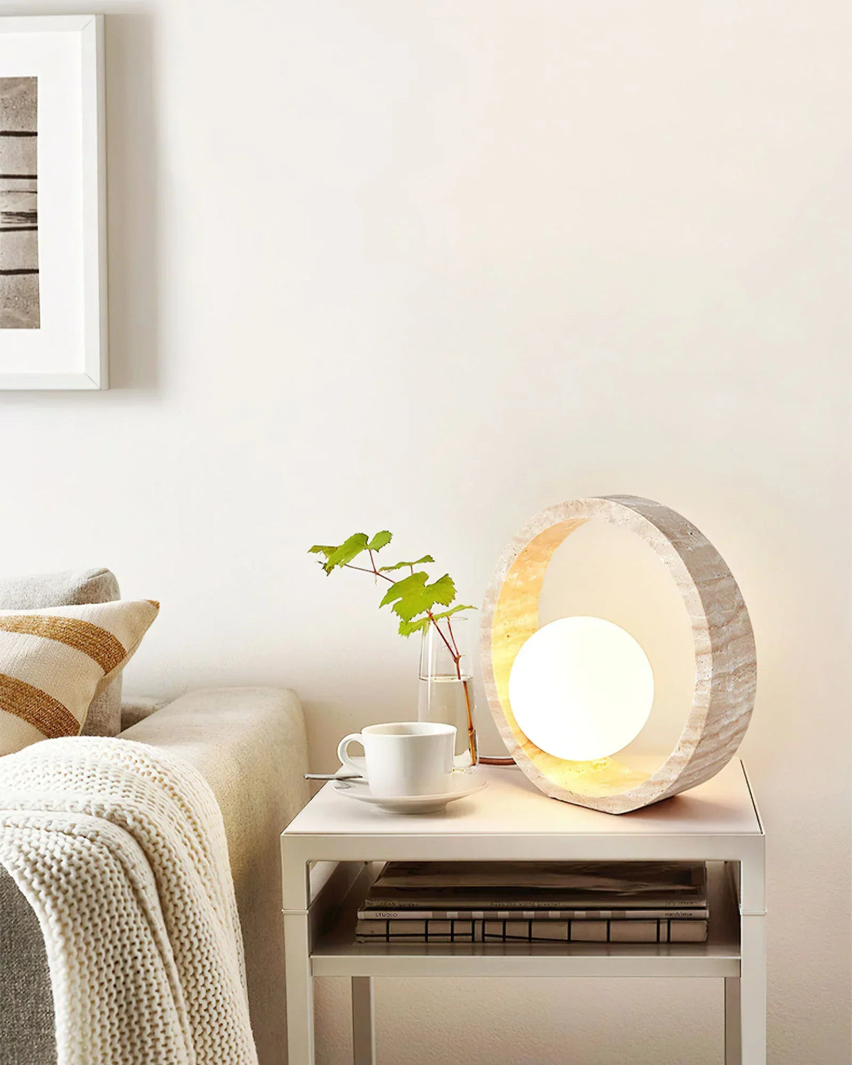 Ring Travertine Q Circle Table Lamp – Travertine detail 8