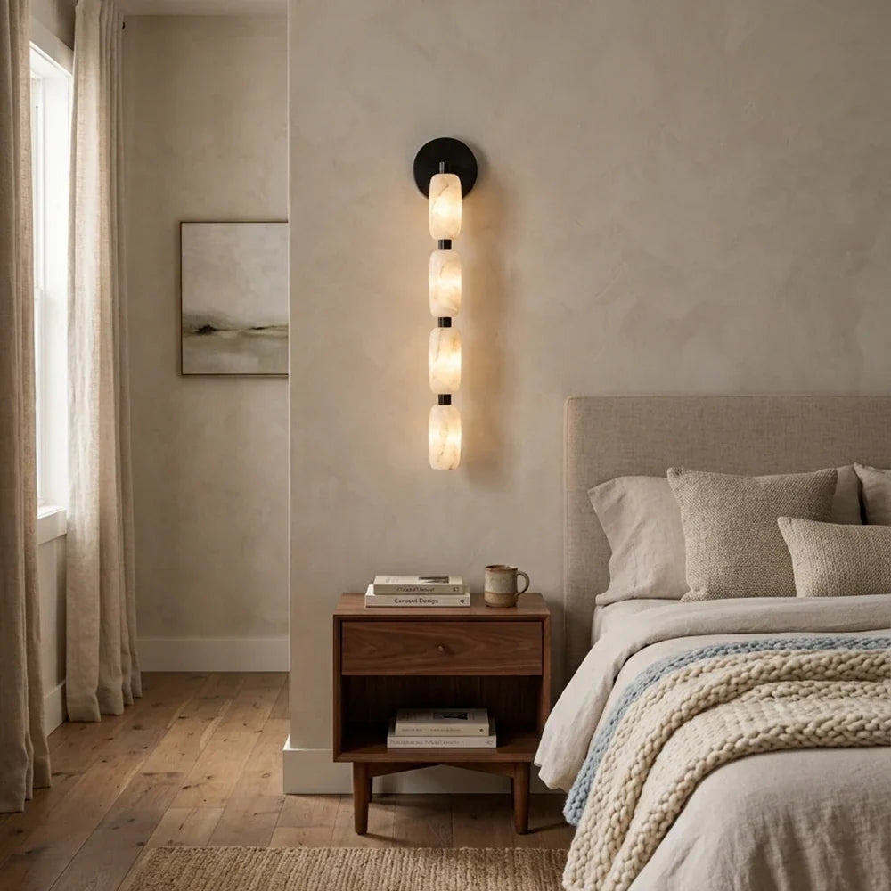 Rivelle Beaded Alabaster Wall Sconce – Alabaster detail 2