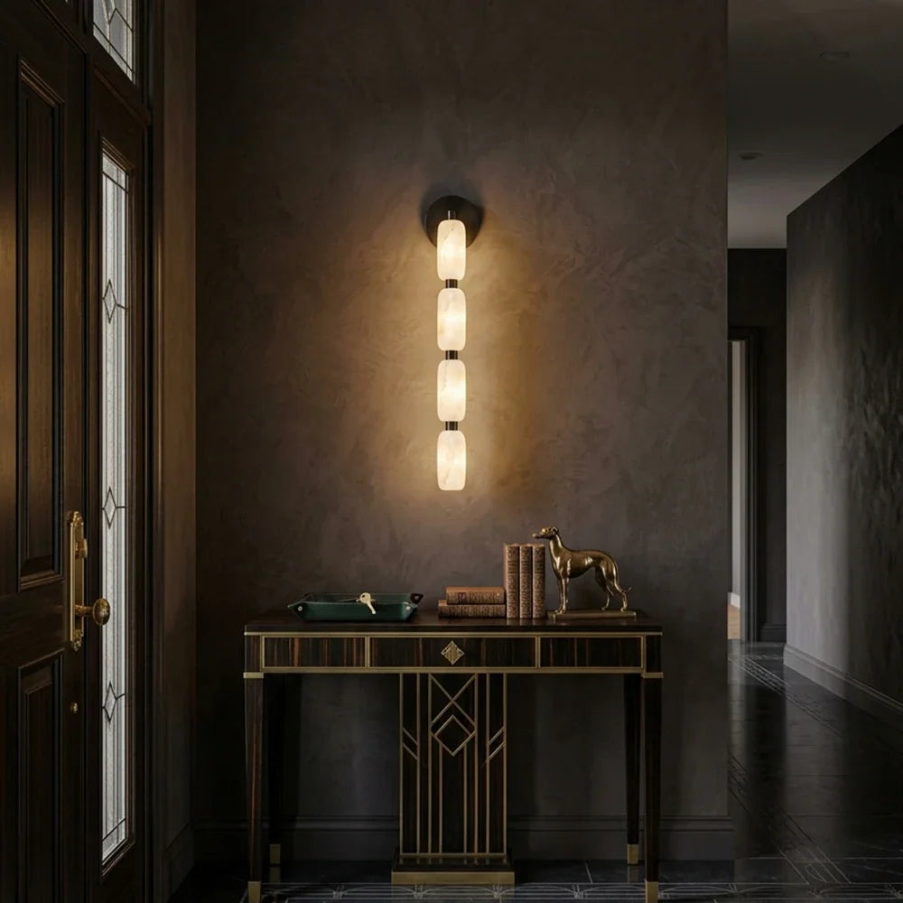 Rivelle Beaded Alabaster Wall Sconce – Alabaster detail 5