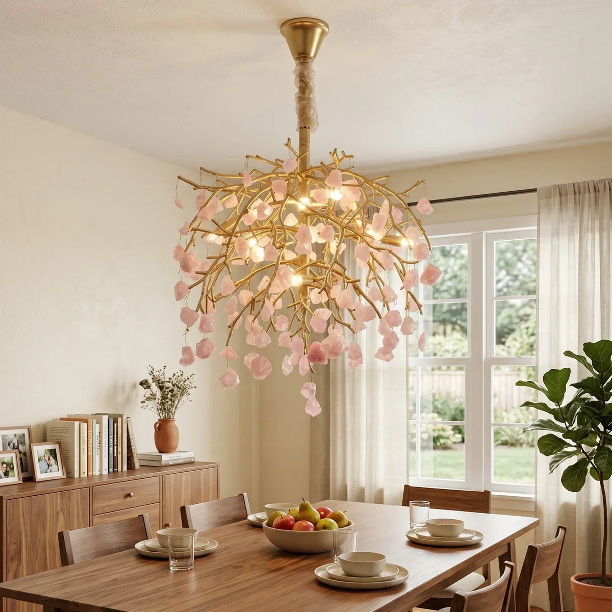 Romantic Pink Crystal Tree Branch Chandelier – Crystal detail 2