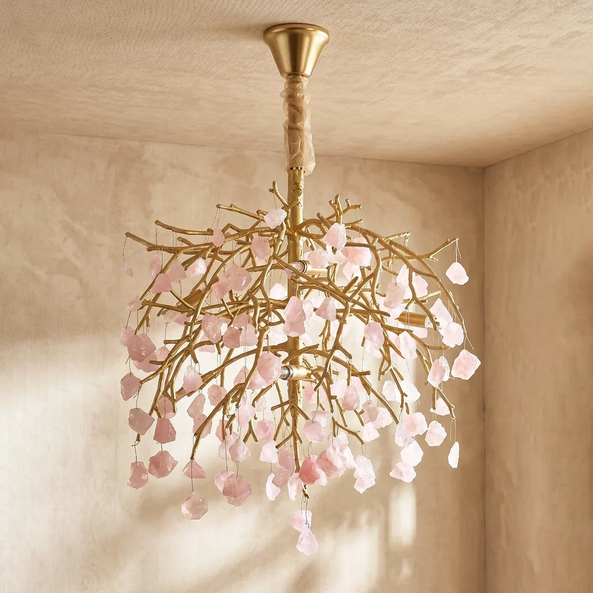 Romantic Pink Crystal Tree Branch Chandelier – Crystal detail 15