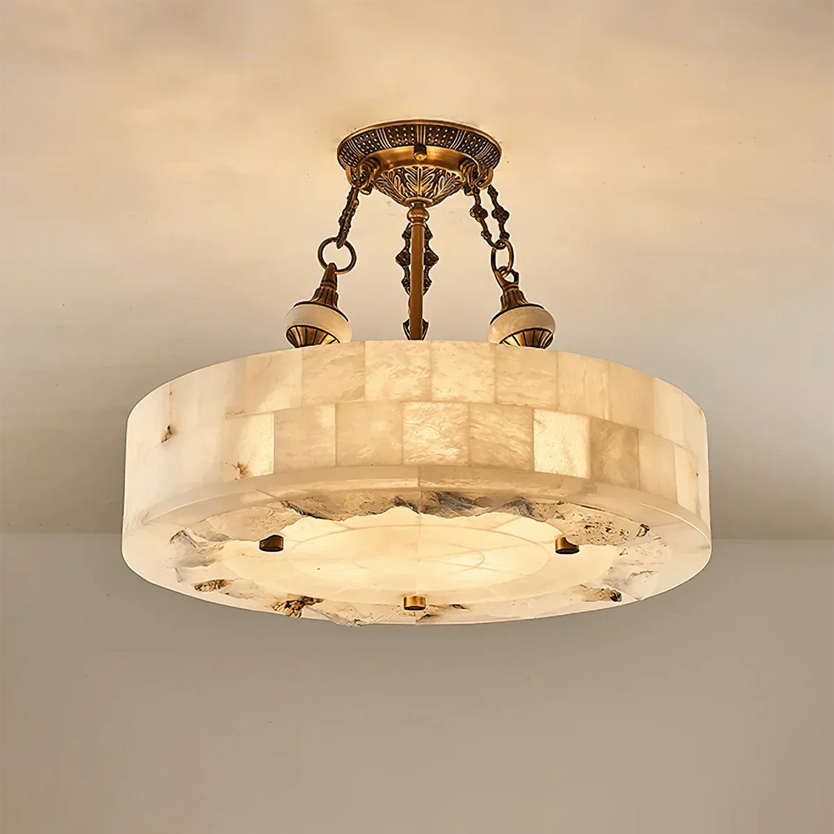 Round Aurevia Alabaster Ceiling Light – Alabaster detail 9