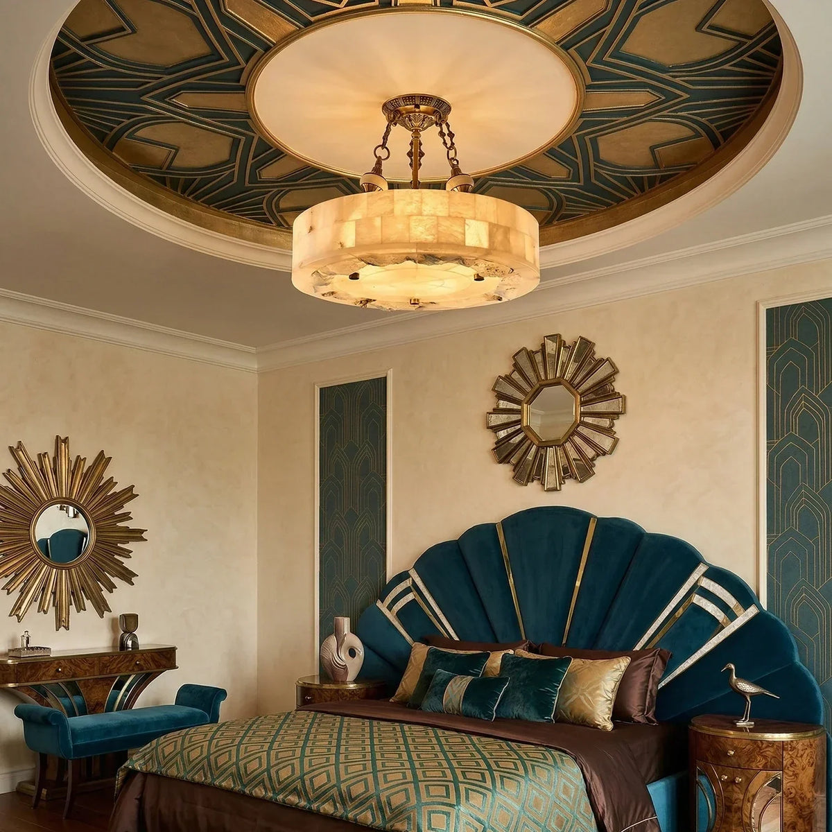 Round Aurevia Alabaster Ceiling Light – Alabaster detail 2