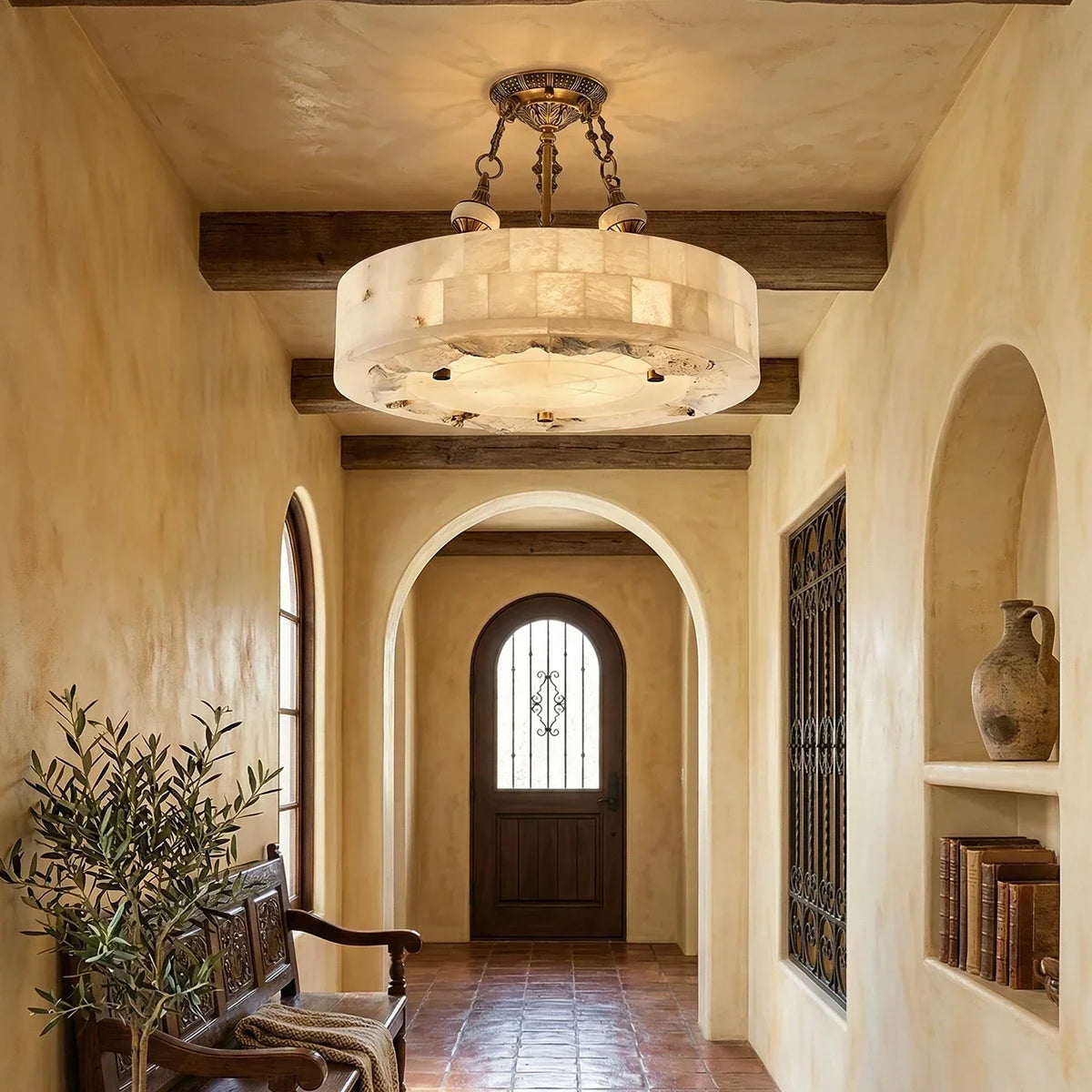 Round Aurevia Alabaster Ceiling Light – Alabaster detail 8