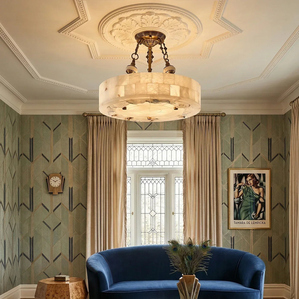 Round Aurevia Alabaster Ceiling Light – Alabaster detail 3
