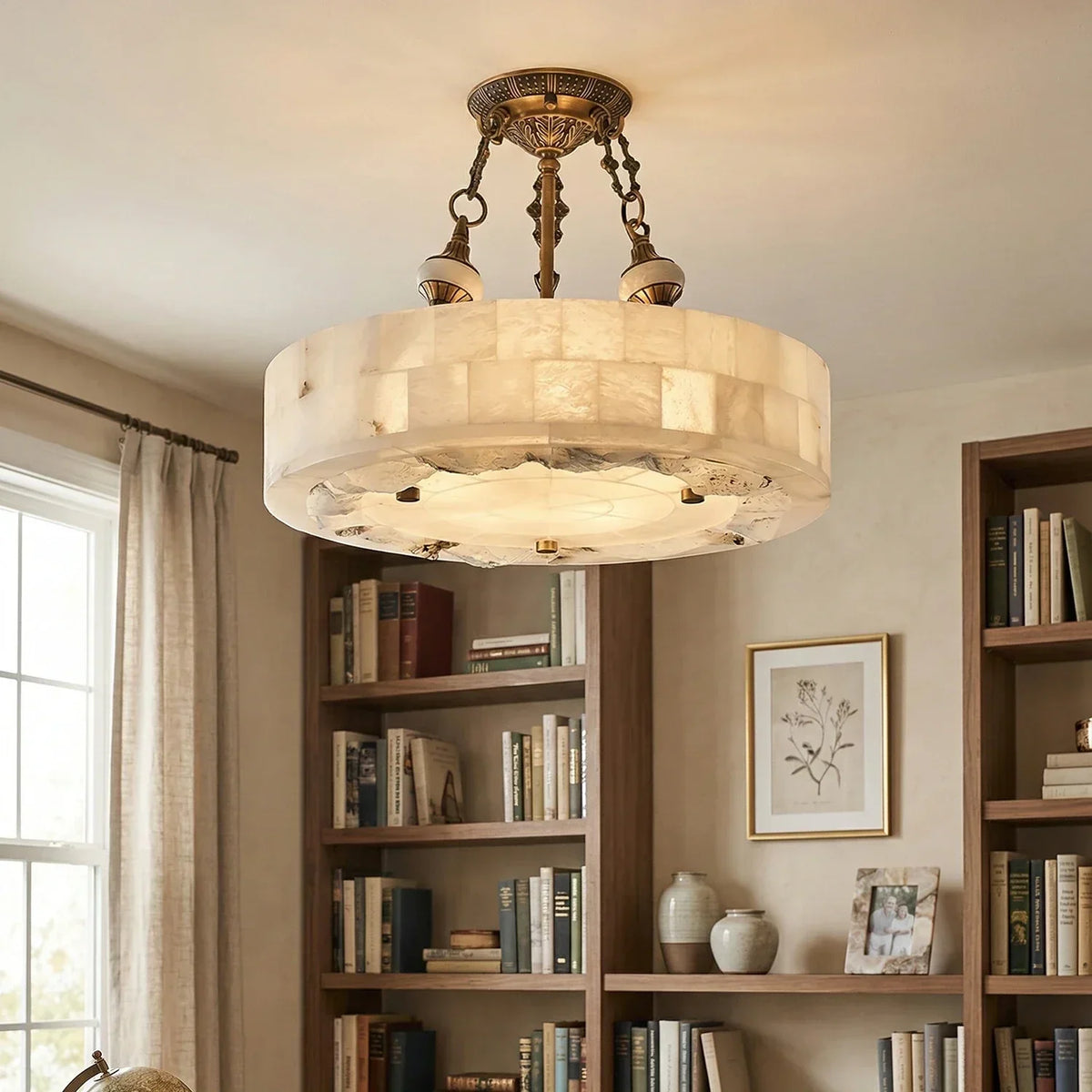 Round Aurevia Alabaster Ceiling Light – Alabaster detail 6