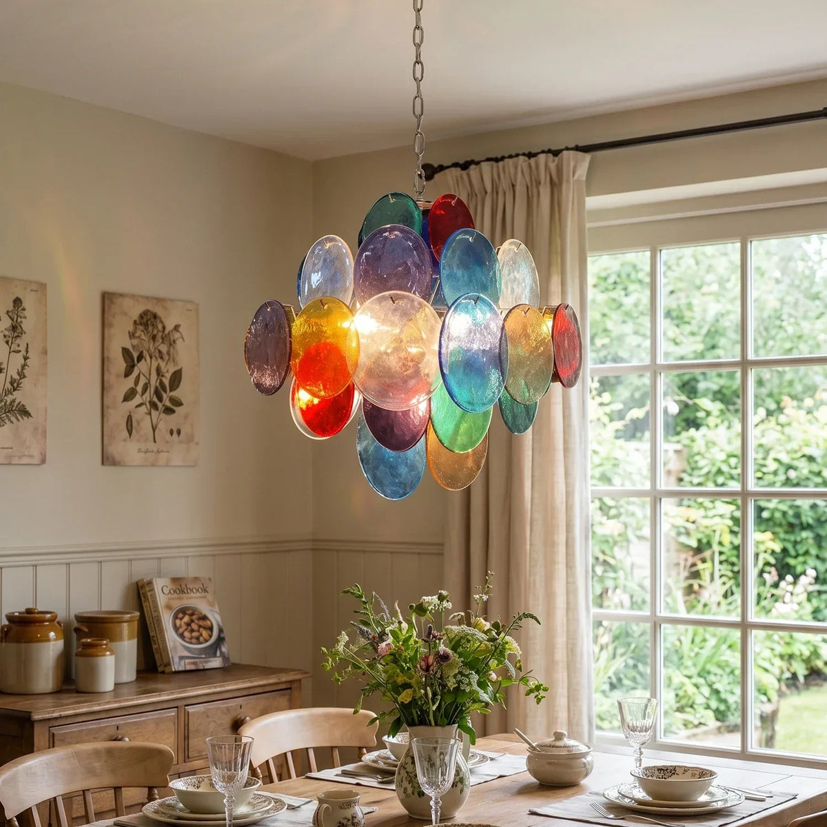 Round Colored Glass Chandelier – Glass detail 2