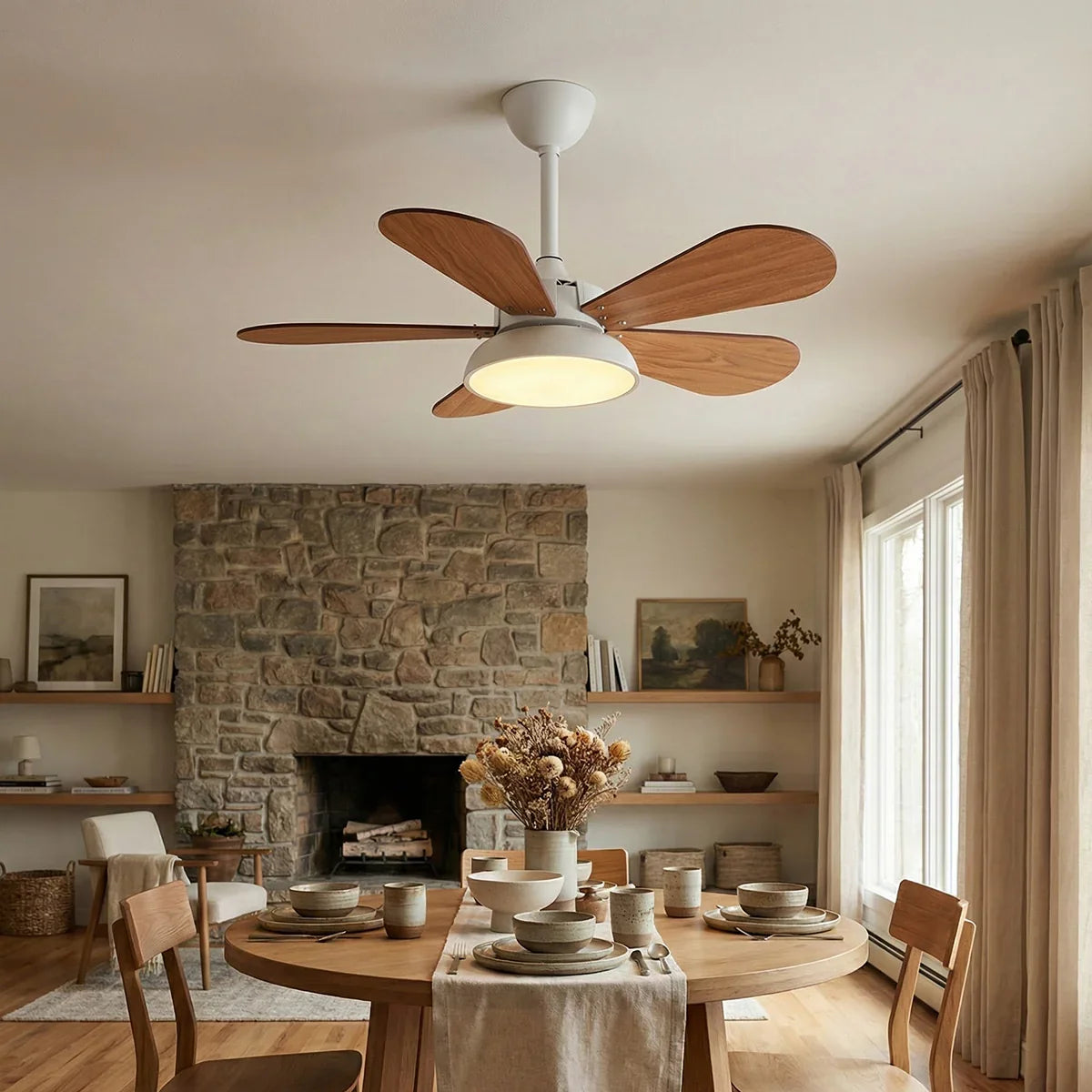Round Colored Petal Shaped Ceiling Fan Lights Copper – Copper detail 3