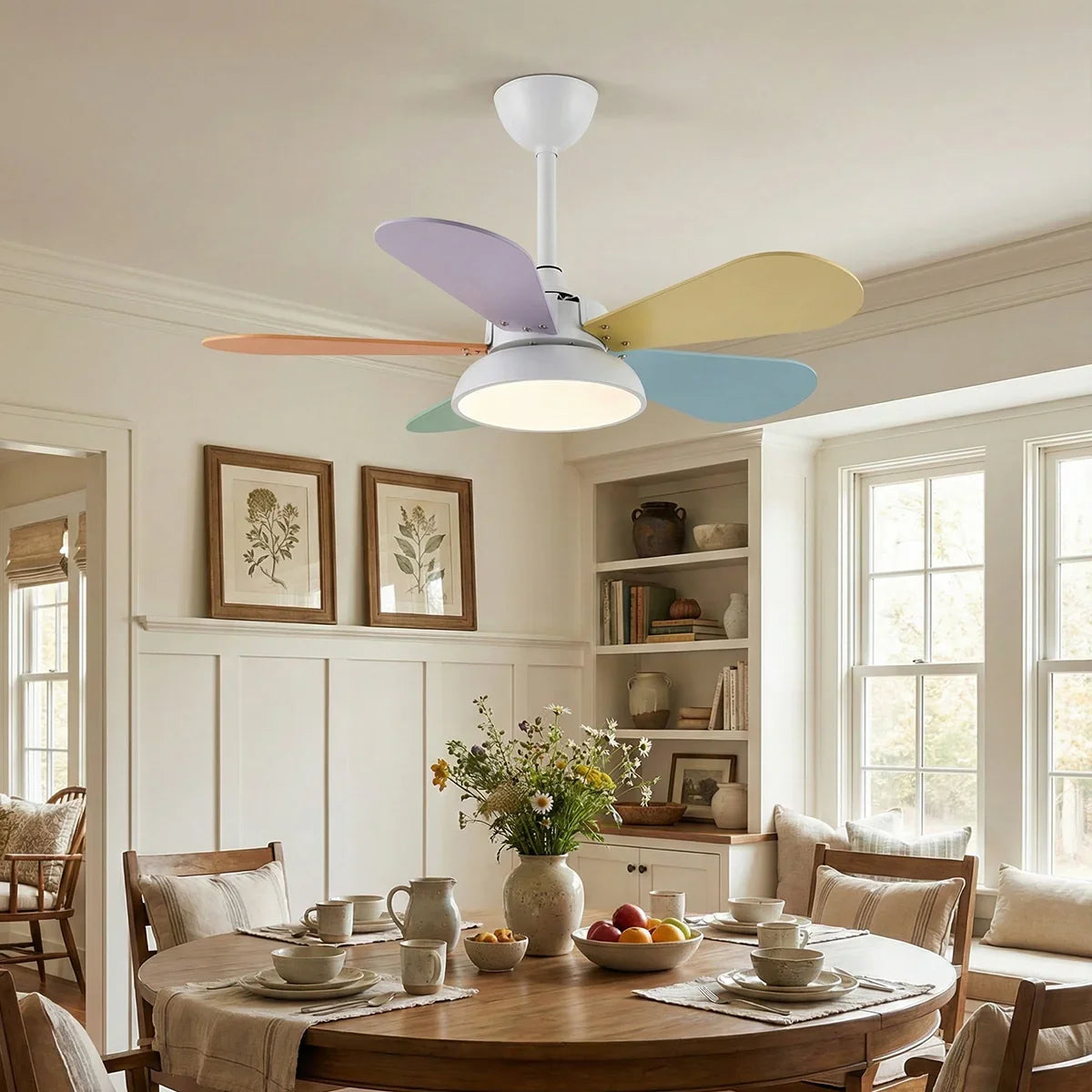 Round Colored Petal Shaped Ceiling Fan Lights Copper – Copper detail 6