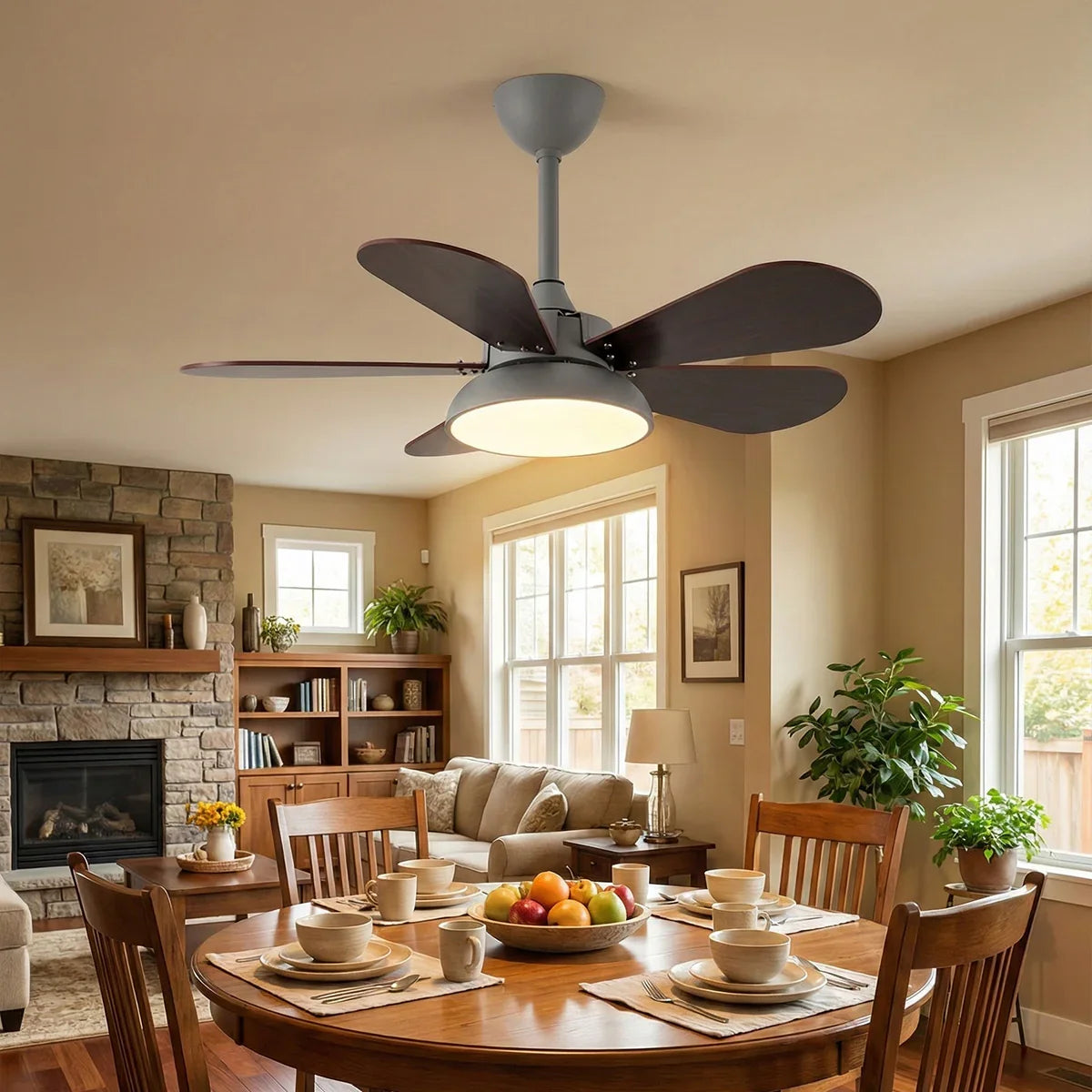 Round Colored Petal Shaped Ceiling Fan Lights Copper – Copper detail 11