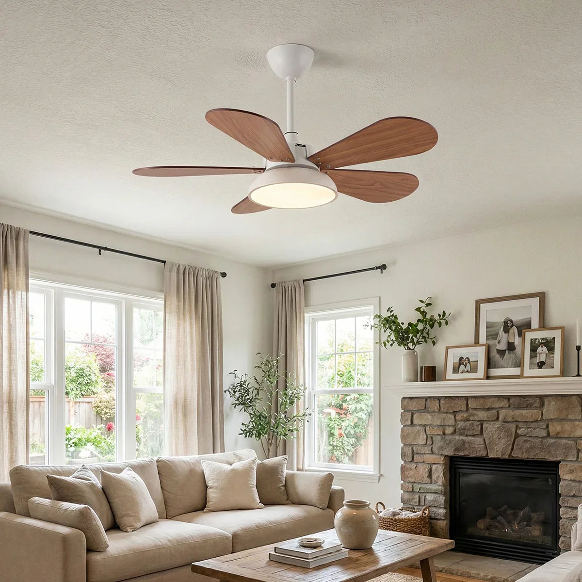 Round Colored Petal Shaped Ceiling Fan Lights Copper – Copper detail 8