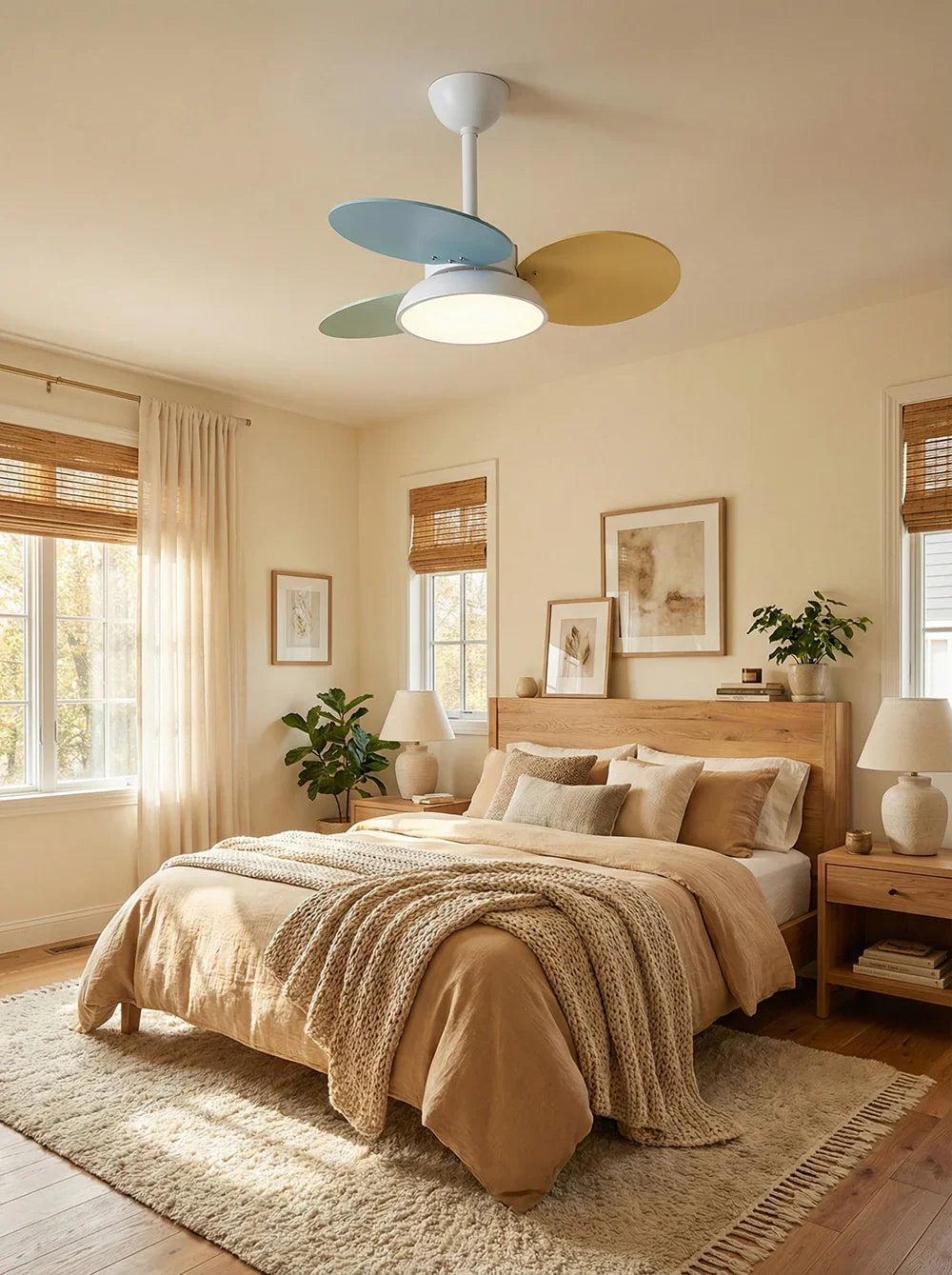 Round Colored Petal Shaped Ceiling Fan Lights Copper – Copper detail 12