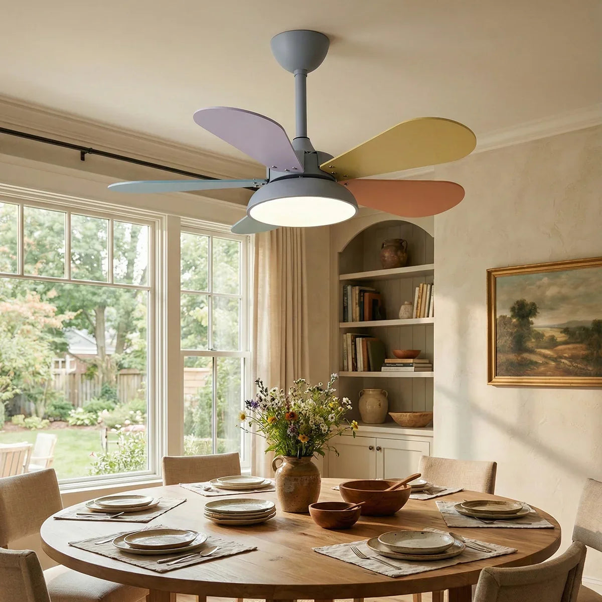 Round Colored Petal Shaped Ceiling Fan Lights Copper – Copper detail 7