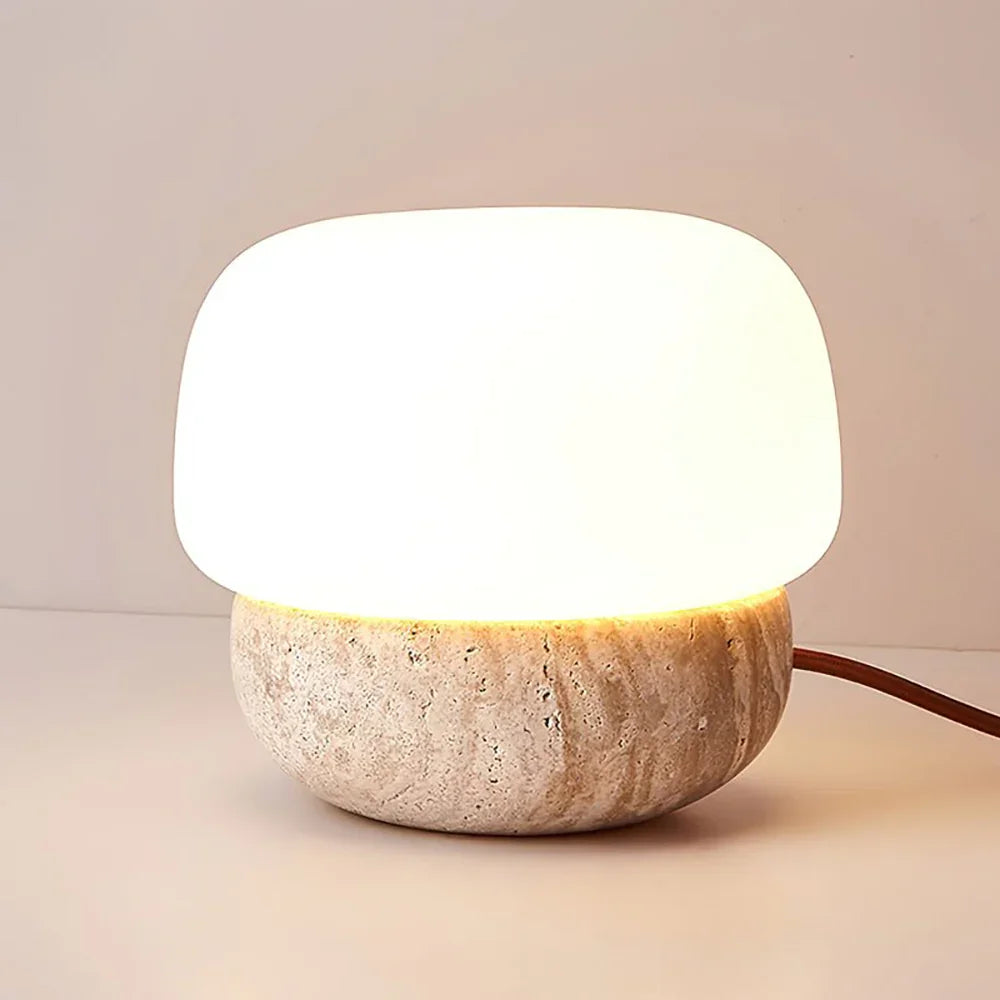 Round Doudou Travertine Table Lamp – Travertine detail 10