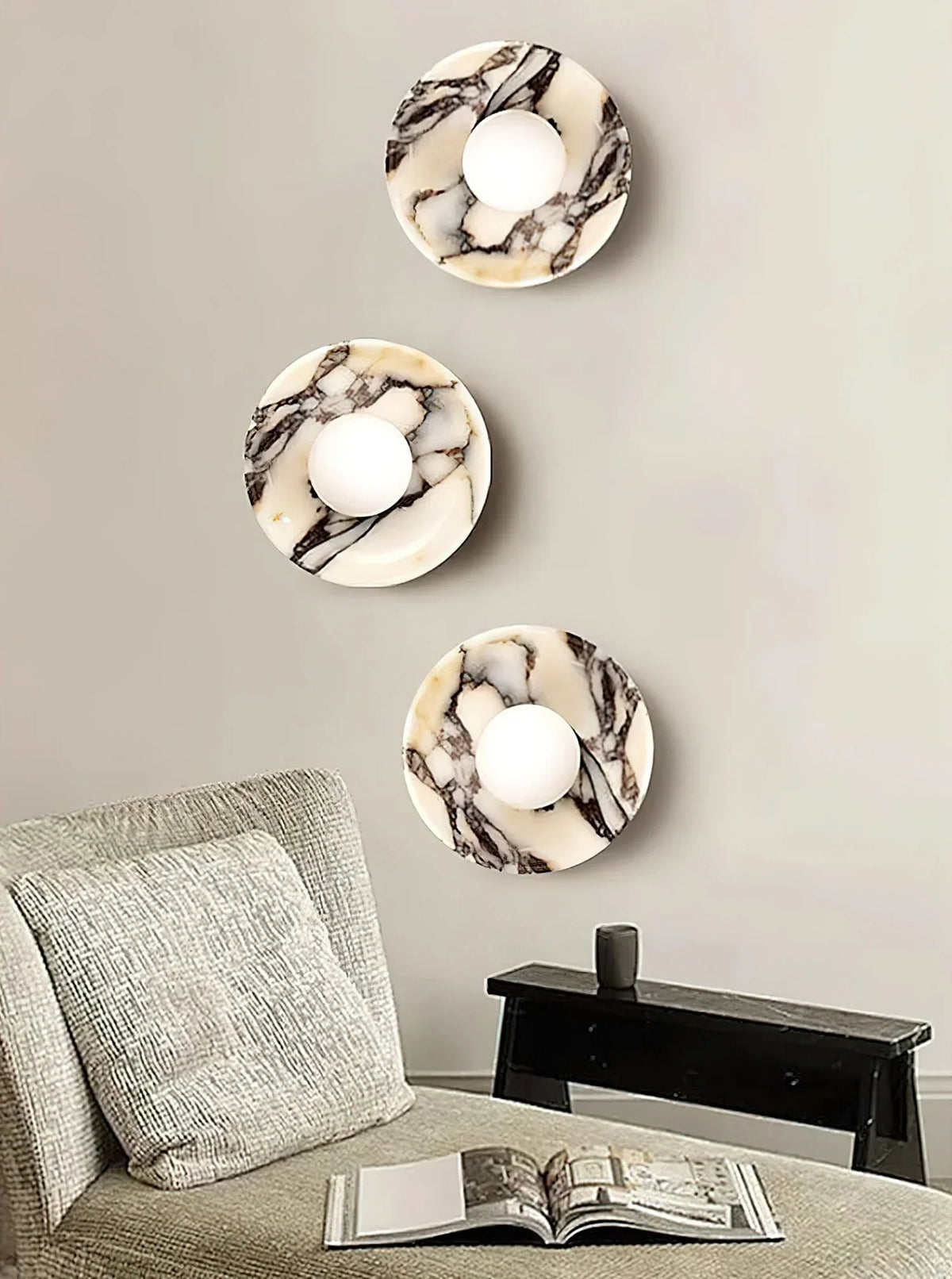 Round Marble Viola Spherical Glass Wall Lamp – Marble detail 10