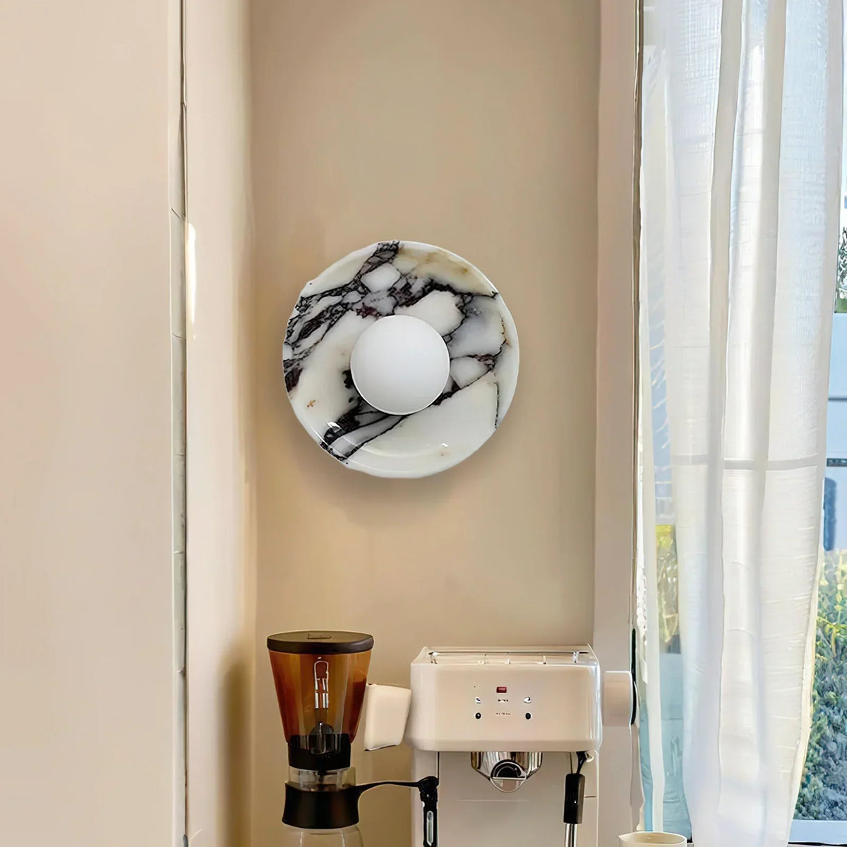 Round Marble Viola Spherical Glass Wall Lamp – Marble detail 6
