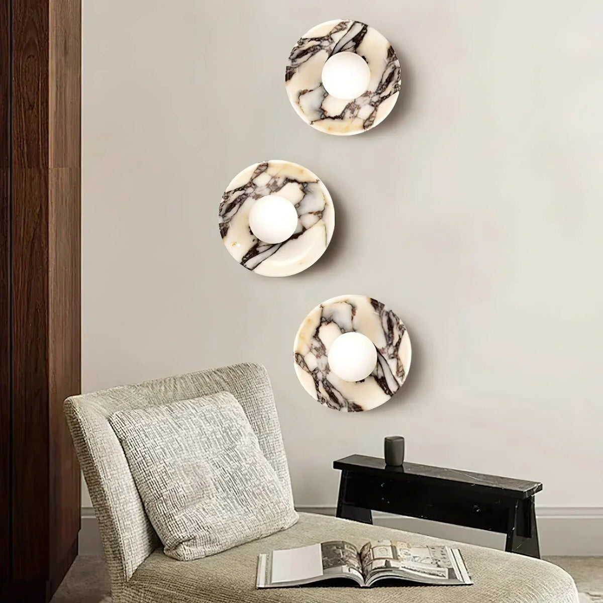 Round Marble Viola Spherical Glass Wall Lamp – Marble detail 5