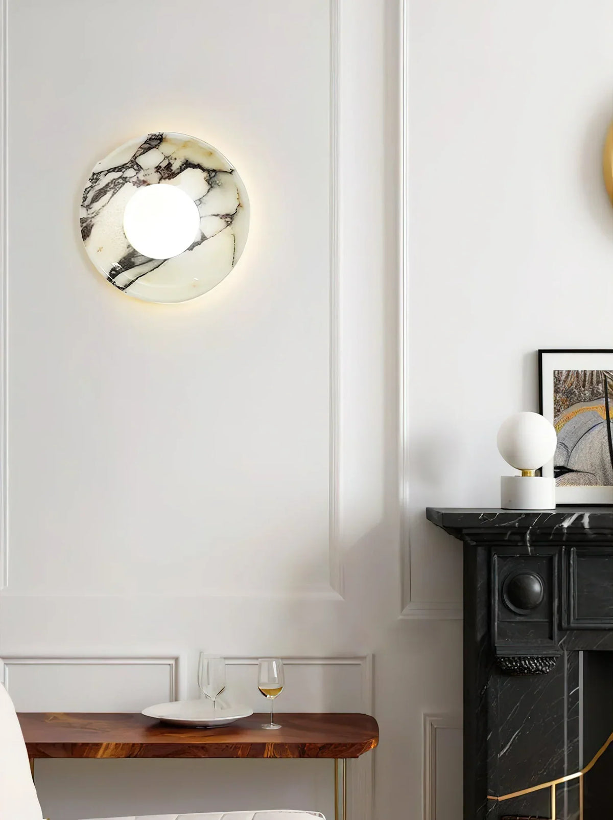 Round Marble Viola Spherical Glass Wall Lamp – Marble detail 8