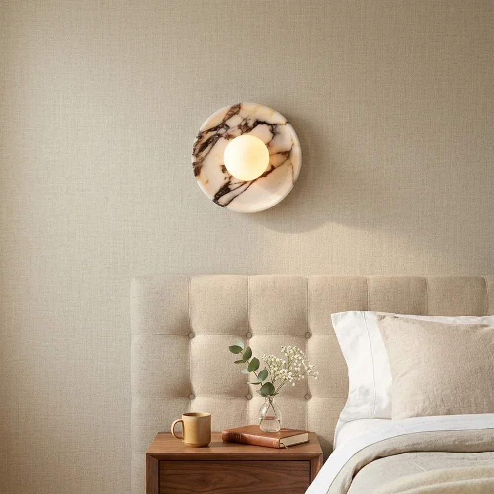 Round Marble Viola Spherical Glass Wall Lamp – Marble detail 2