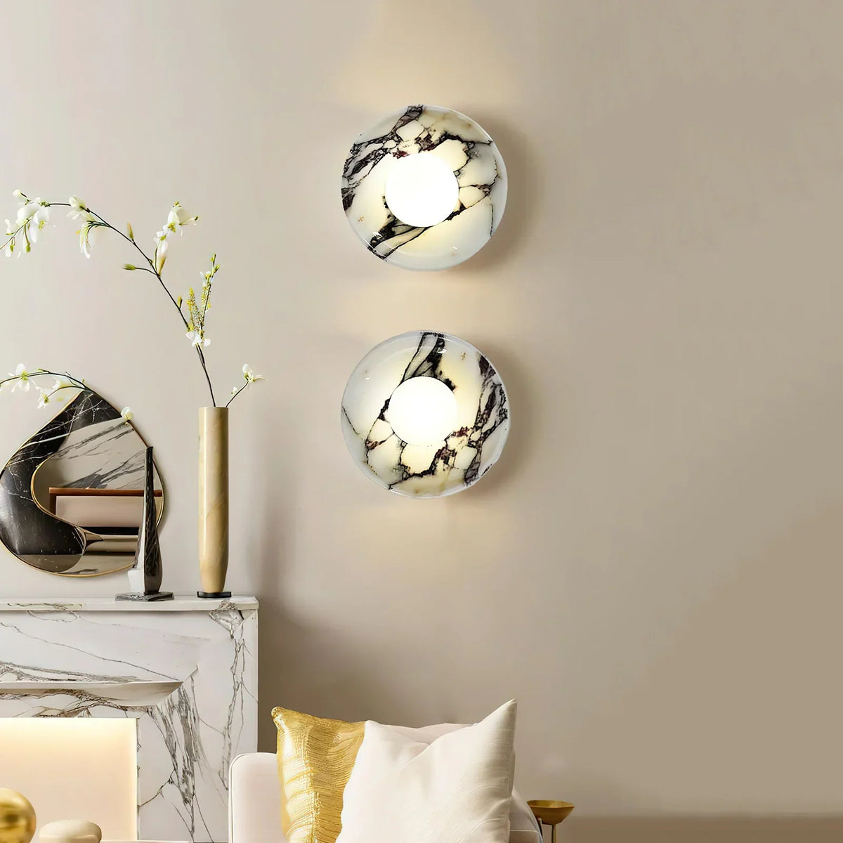 Round Marble Viola Spherical Glass Wall Lamp – Marble detail 4