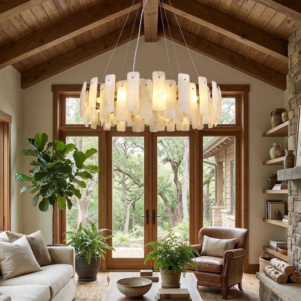 Round Noah Alabaster Chandelier – Alabaster detail 3