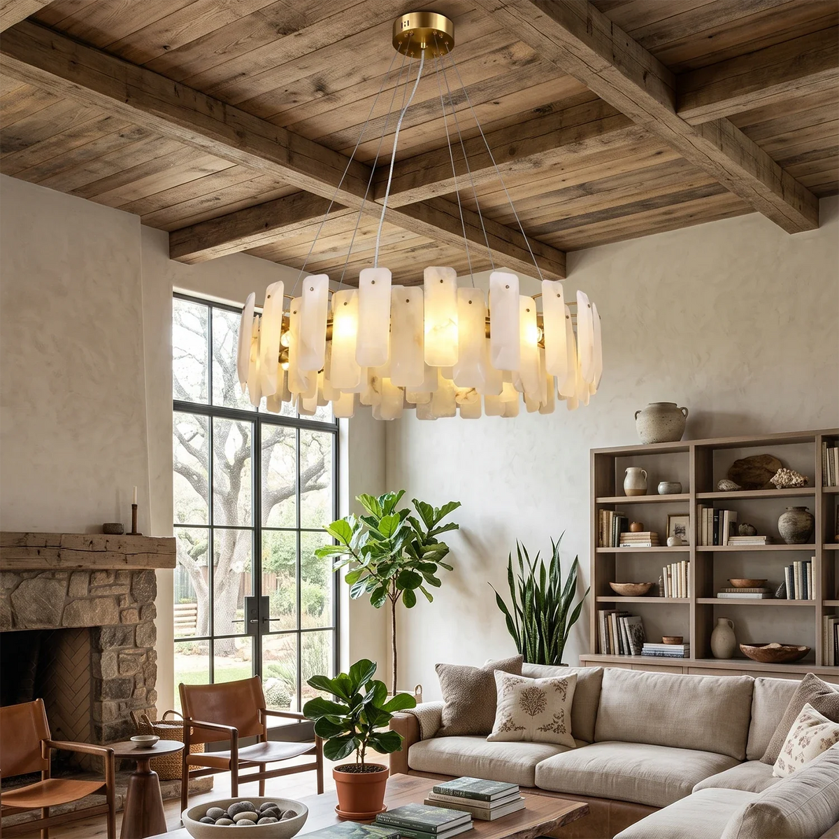 Round Noah Alabaster Chandelier – Alabaster detail 2
