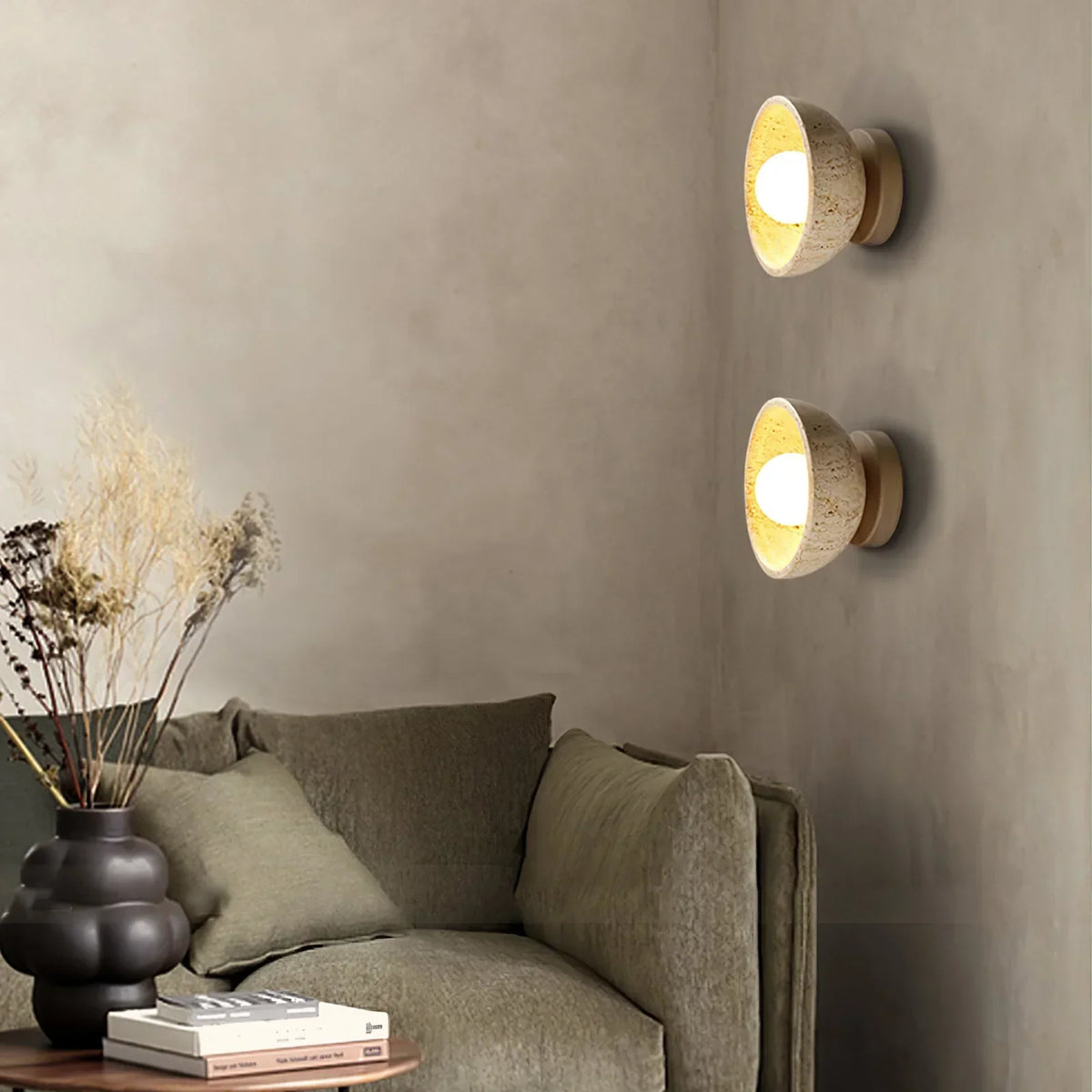 Round Ollina Travertine Wall Lamp – Travertine detail 5