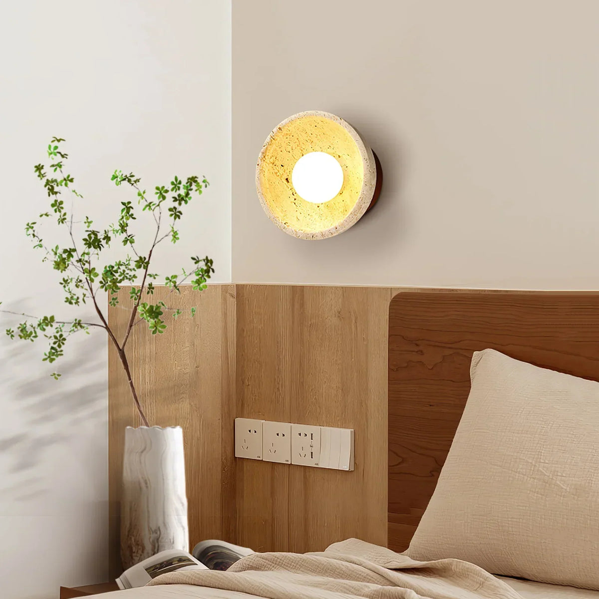 Round Ollina Travertine Wall Lamp – Travertine detail 3