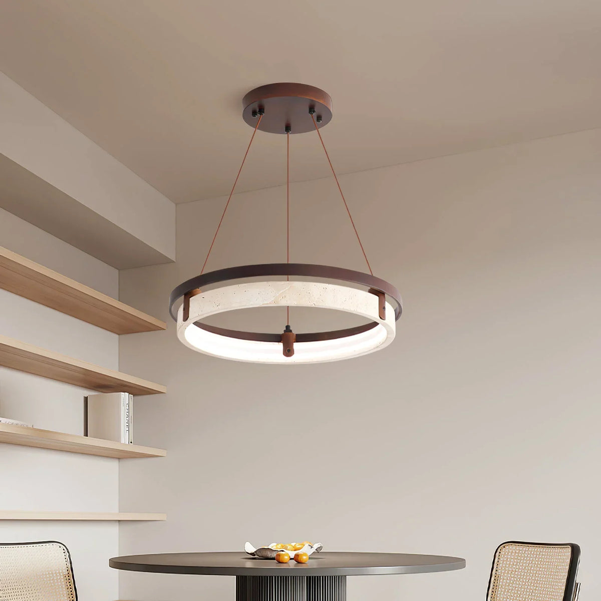 Round Orbit Travertine Chandelier – Travertine detail 7