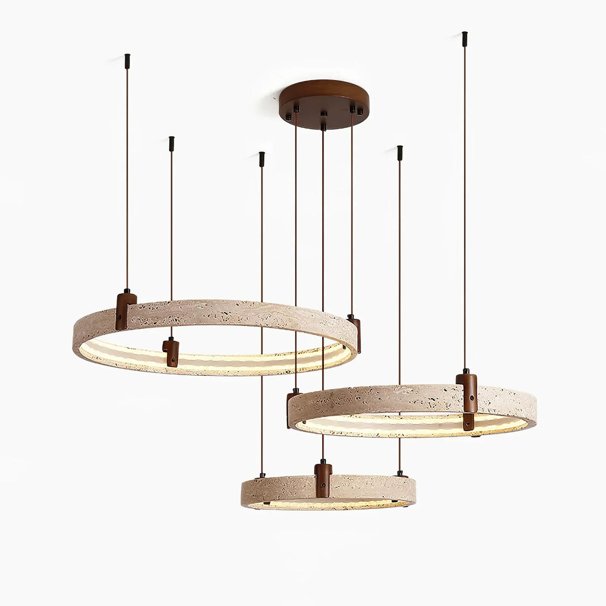 Round Travertine Celestial Orbit Ring Chandelier – Travertine detail 13