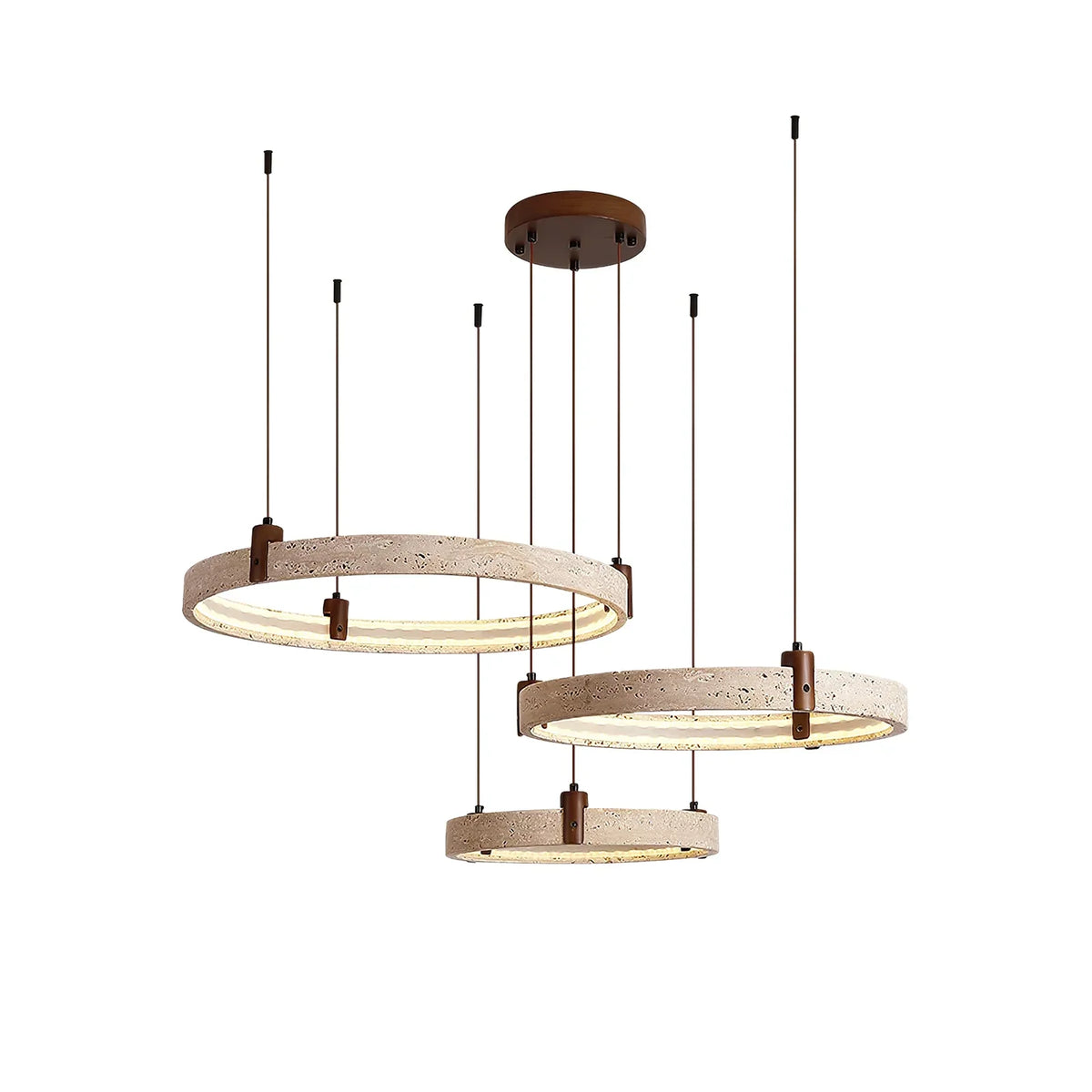 Round Travertine Celestial Orbit Ring Chandelier – Travertine detail 11
