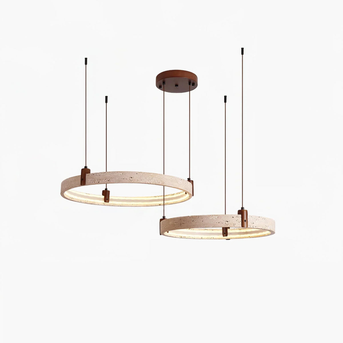Round Travertine Celestial Orbit Ring Chandelier – Travertine detail 10