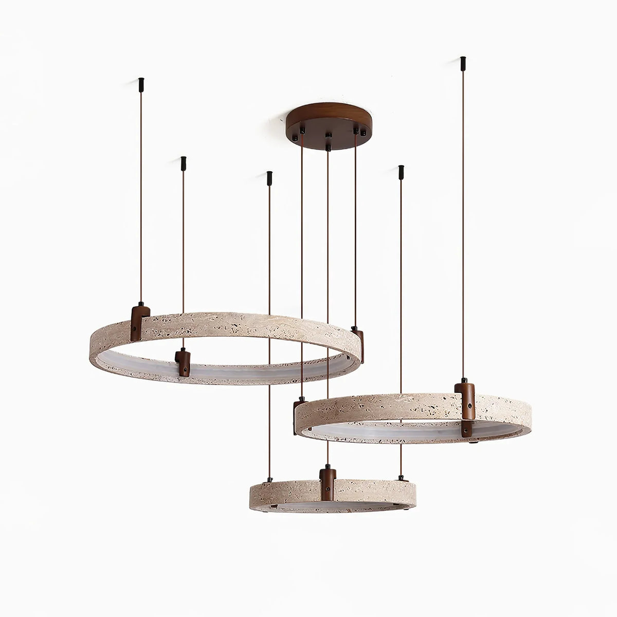 Round Travertine Celestial Orbit Ring Chandelier – Travertine detail 12
