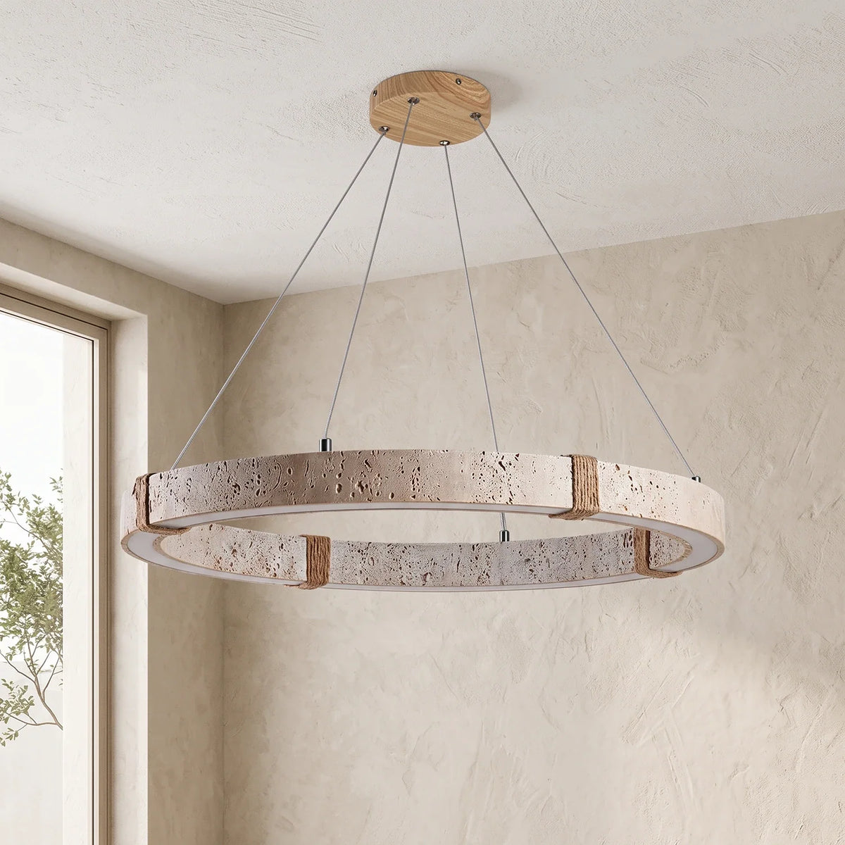 Round Travertine Ring Chandelier – Travertine detail 15