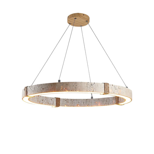 Round Travertine Ring Chandelier