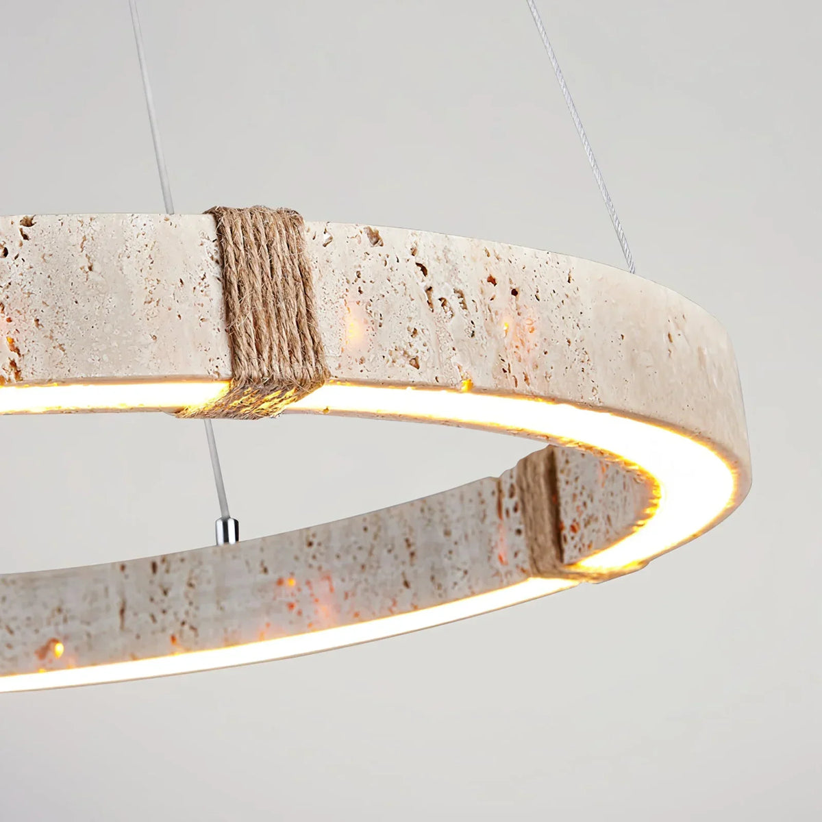 Round Travertine Ring Chandelier – Travertine detail 8