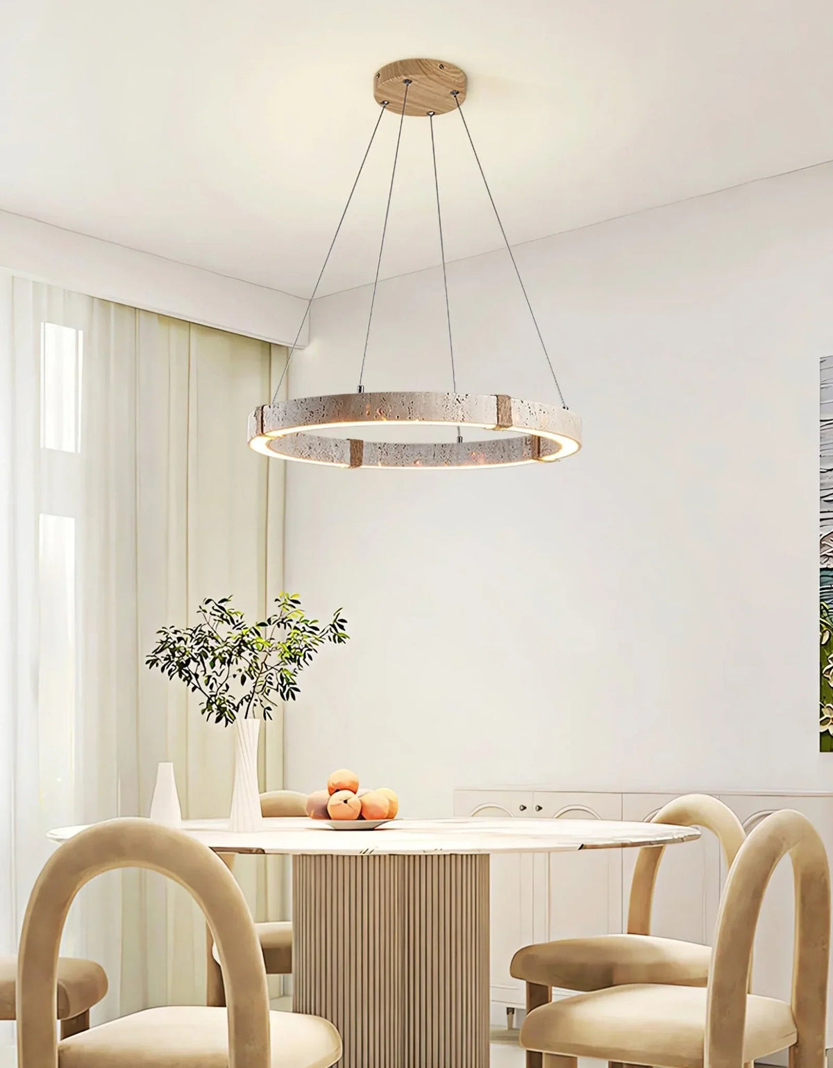 Round Travertine Ring Chandelier – Travertine detail 7