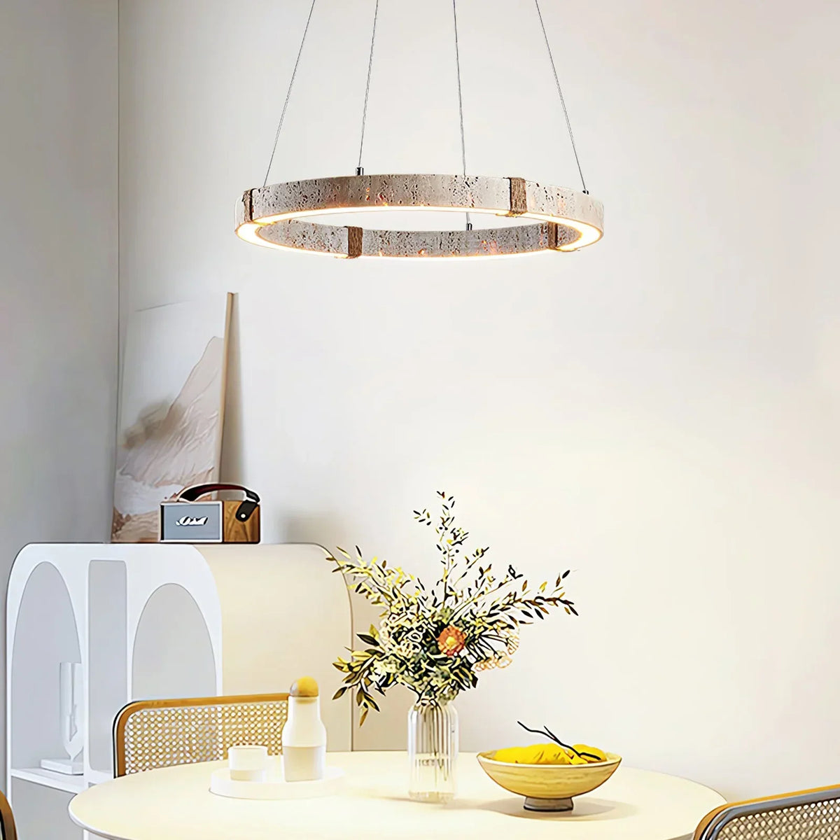 Round Travertine Ring Chandelier – Travertine detail 4