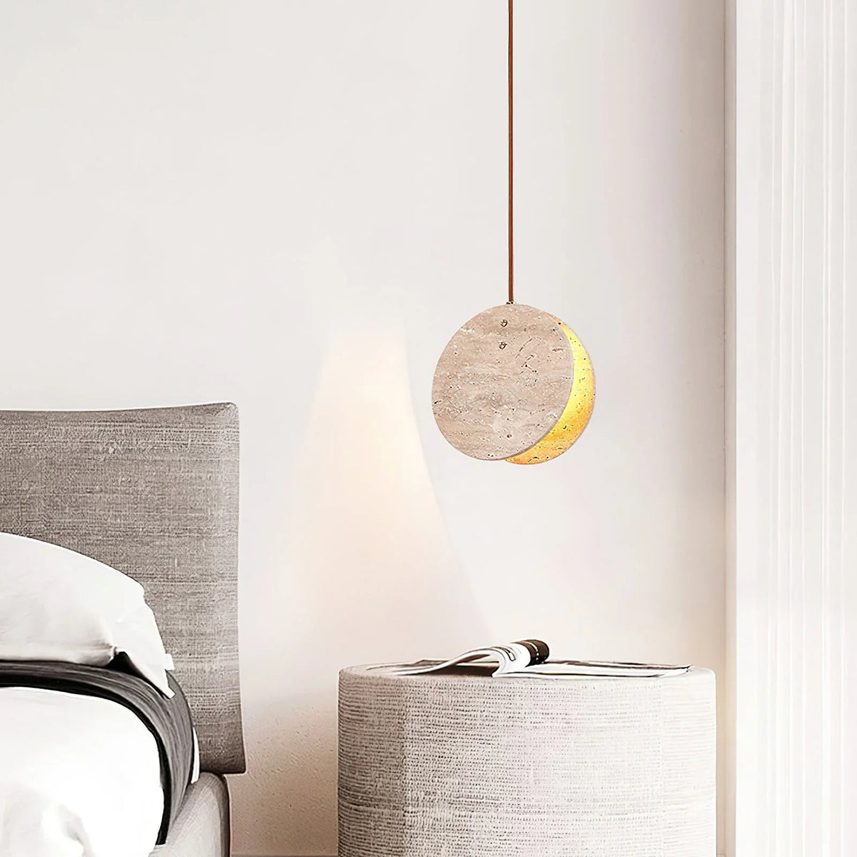 Round Travertine Solstice Stone Pendant Light – Travertine detail 5