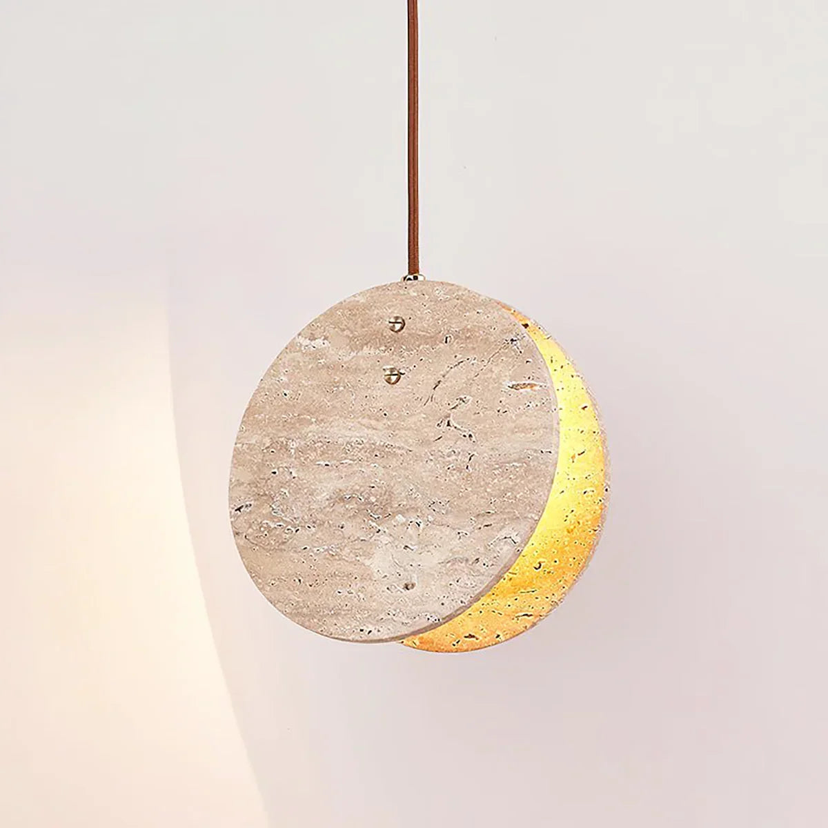 Round Travertine Solstice Stone Pendant Light – Travertine detail 8