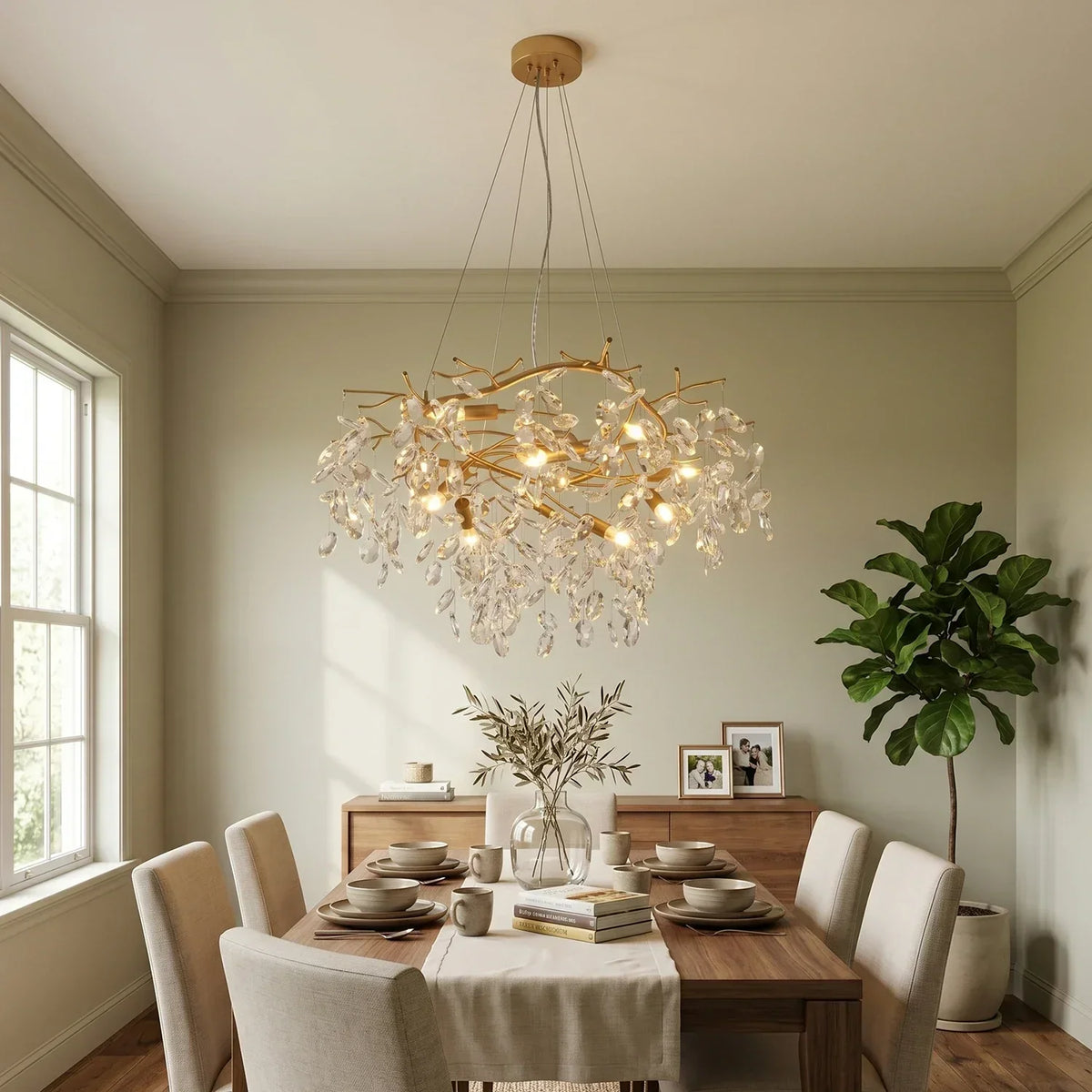 Crystal Teardrop Brass Chandelier – Crystal detail 2
