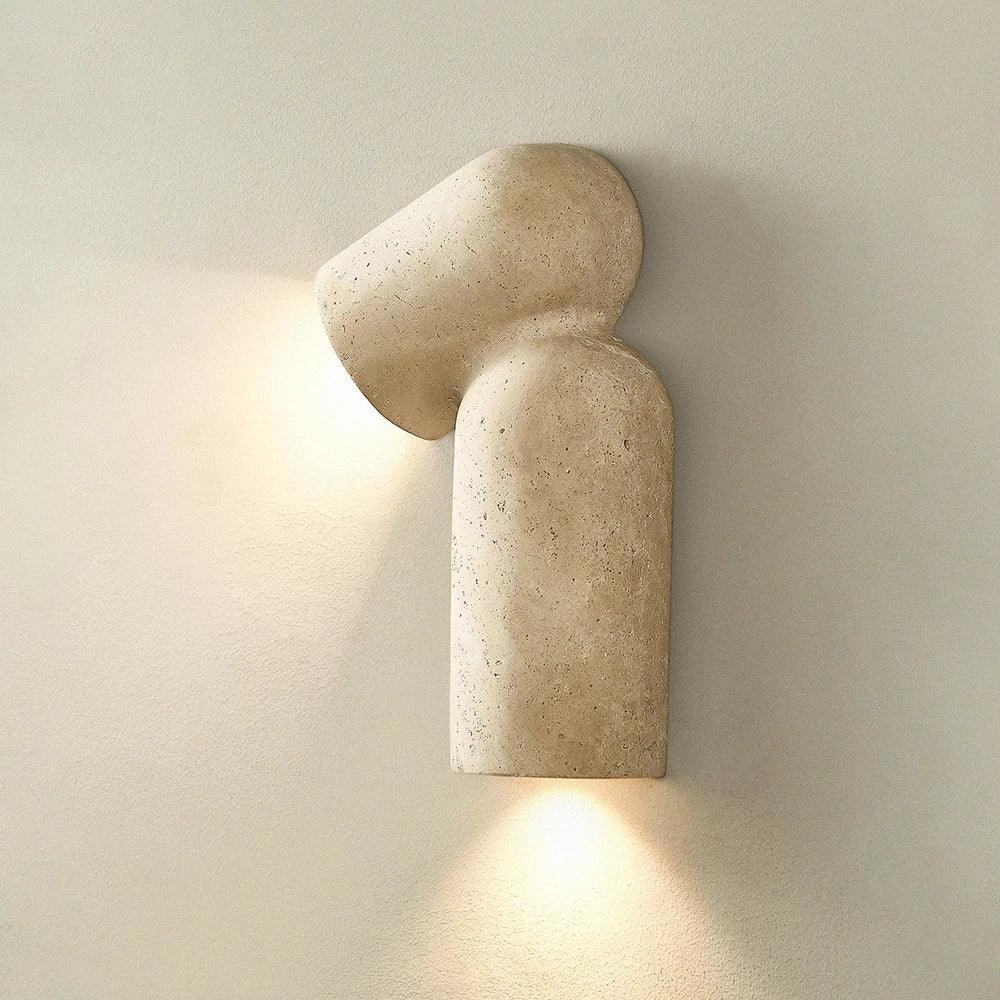 Sculptural Curved Travertine Wall Sconce – Travertine detail 12