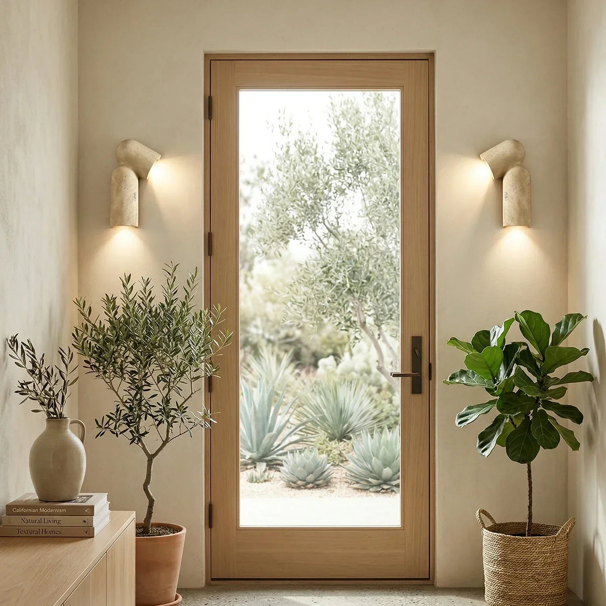 Sculptural Curved Travertine Wall Sconce – Travertine detail 6