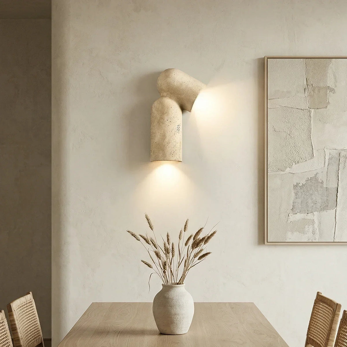 Sculptural Curved Travertine Wall Sconce – Travertine detail 4