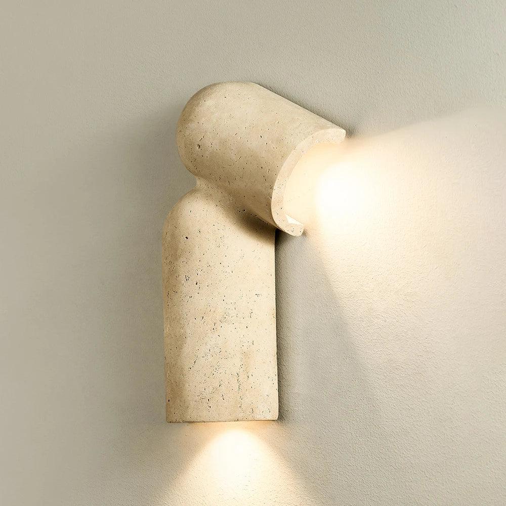 Sculptural Curved Travertine Wall Sconce – Travertine detail 11