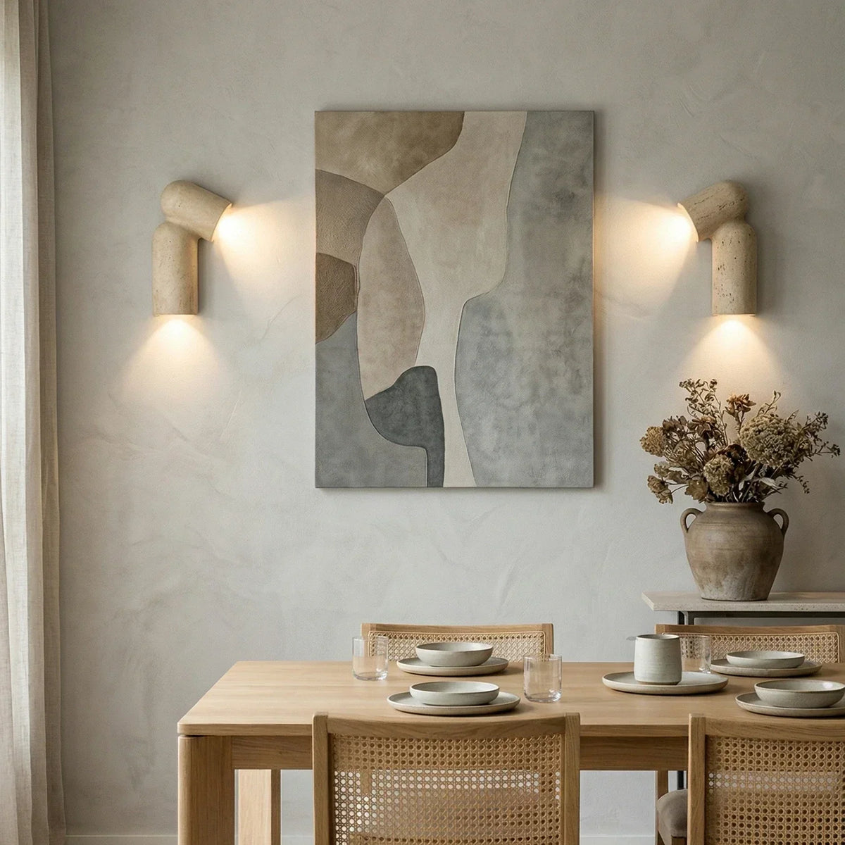 Sculptural Curved Travertine Wall Sconce – Travertine detail 8